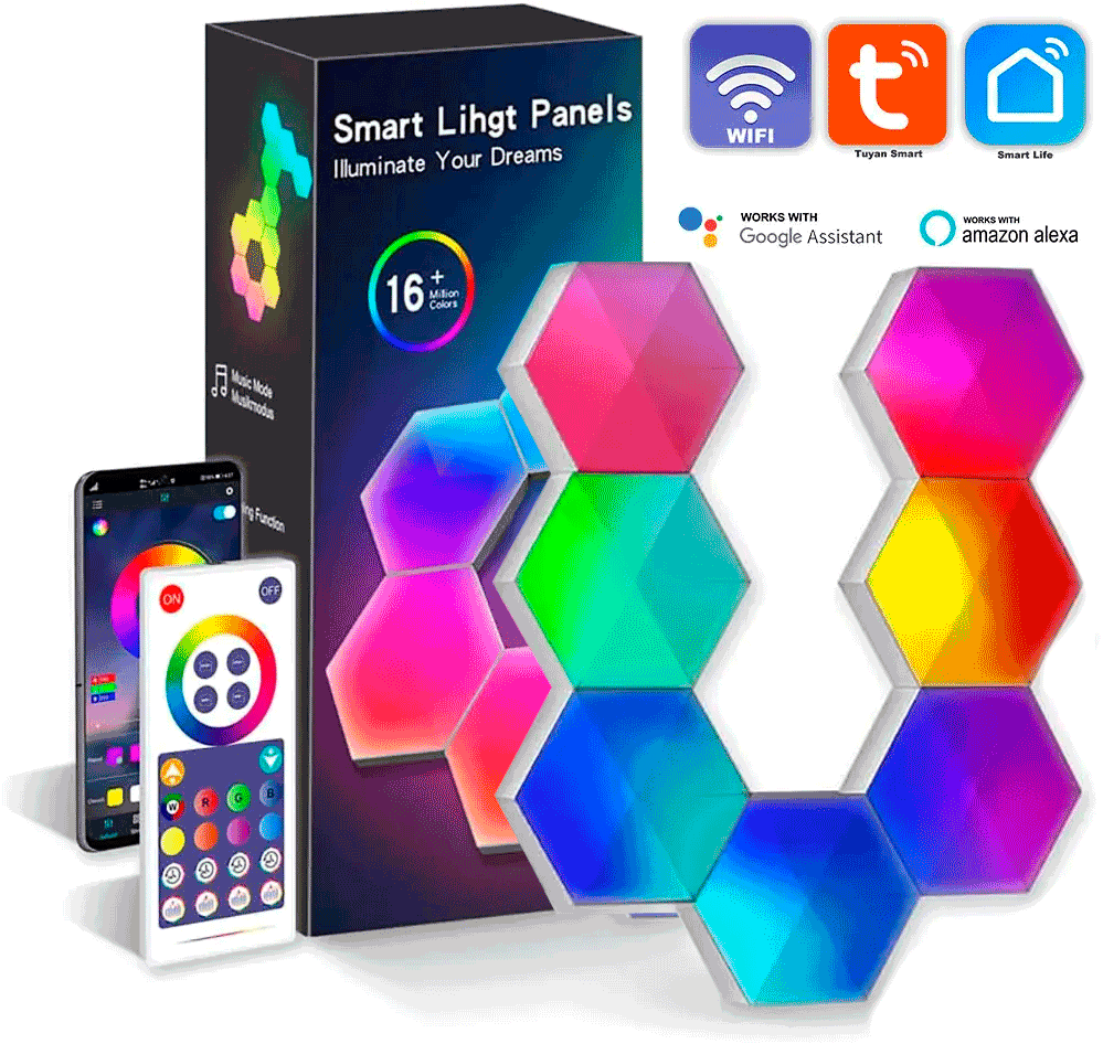 Luces RGB LED Hexagonales Modular XL 10 piezas