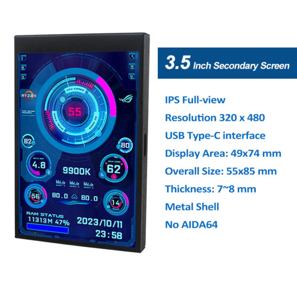Mini Monitor IPS 3.5" Sensor CPU GPU RAM - Imagen 2