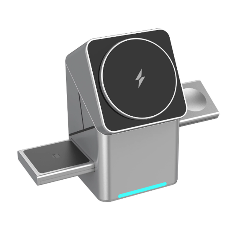 Base de Carga Inalámbrica 3 en 1 Plegable Estación Magnética Rotativa 360°