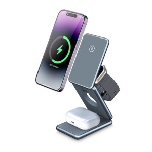Cargador Inalámbrico 3 en 1 Plegable Magnético 15 W Carga Rápida