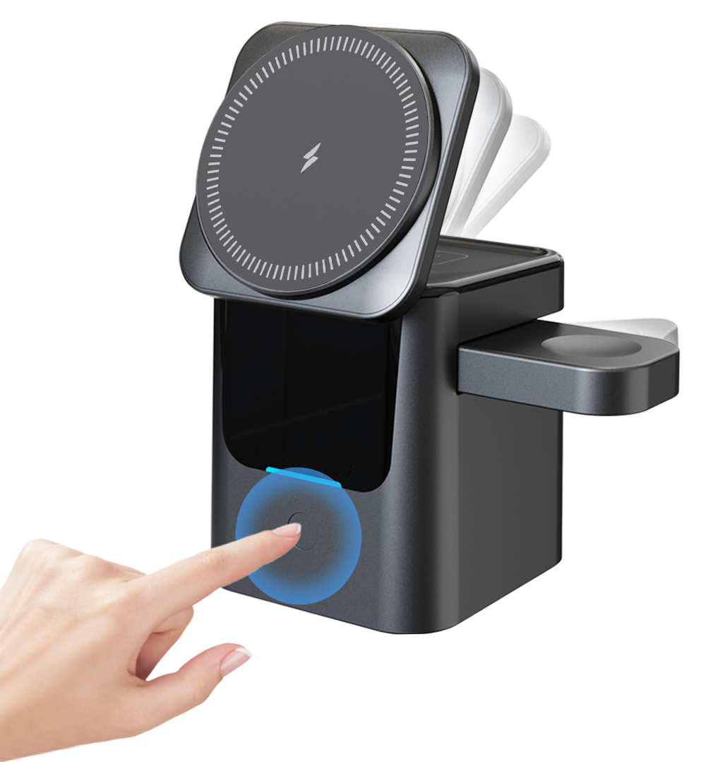 Cargador Inalambrico Apertura Automatica 3 en 1