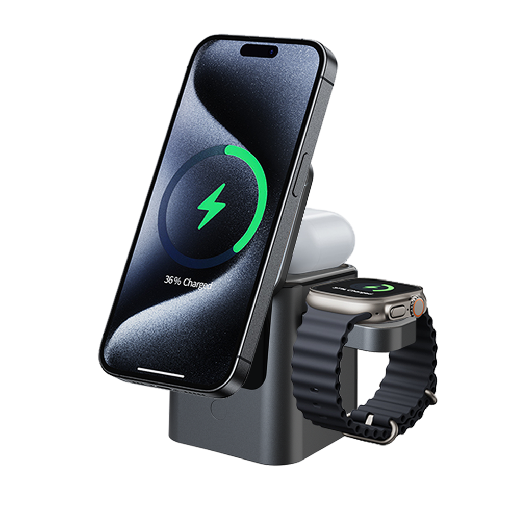 Cargador Inalambrico Apertura Automatica 3 en 1 - Imagen 2