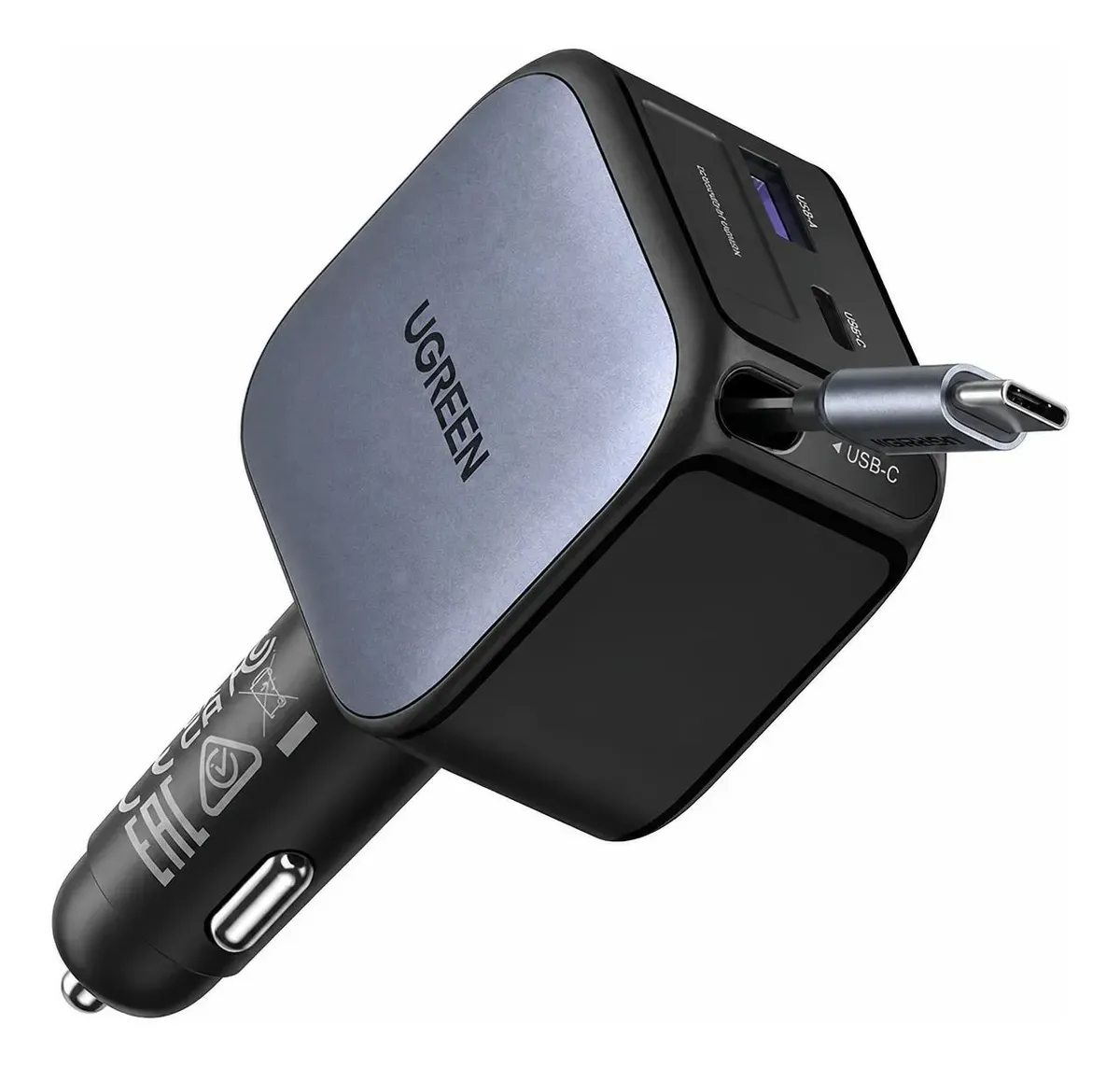 CARGADOR UGREEN NEXODE 60W CON 2 USB-C Y 1 USB-A RETRÁCTIL