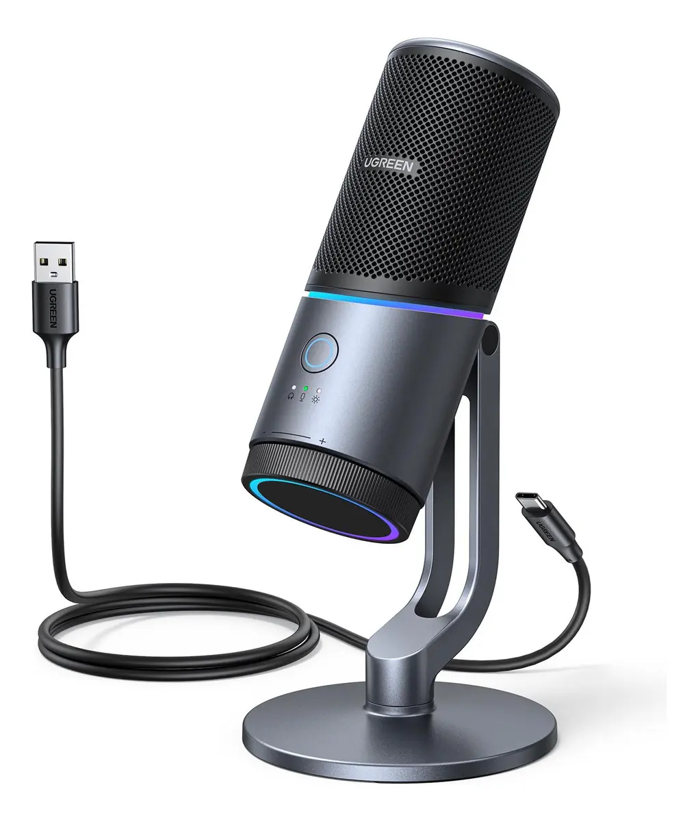 Micrófono Gamer Ugreen Cm769 Rgb Usb Condensador Dsp